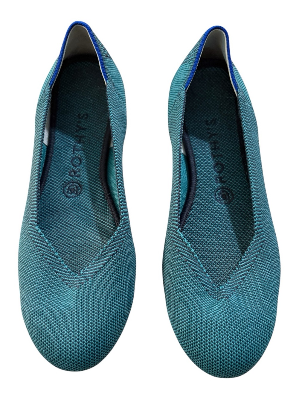 Rothy's RARE Retired Emerald Green Knit Slip-On Flats